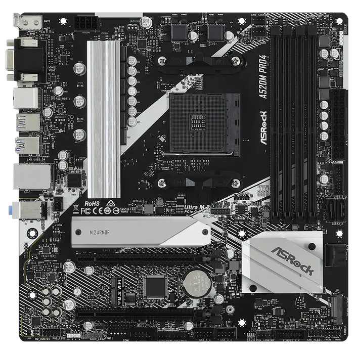 Placă de bază ASRock A520M PRO4, AM4, AMD A520, Micro-ATX