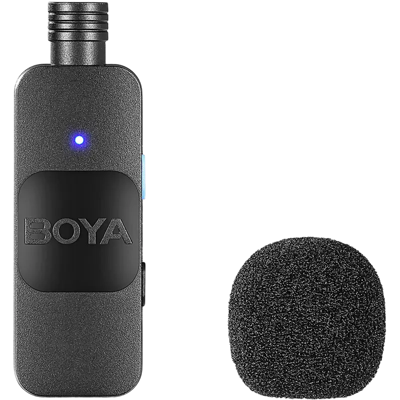 Microfon portabil pentru înregistrare vocală Boya BY-V1, Fără fir, Negru