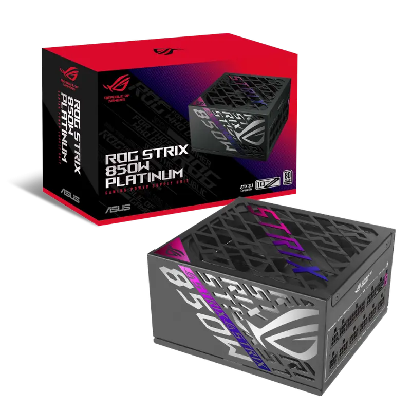Sursă Alimentare PC ASUS ROG Strix 850W Platinum, ATX, Complet modular