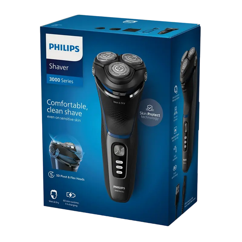 Aparat de ras electric Philips S3344/13, Negru