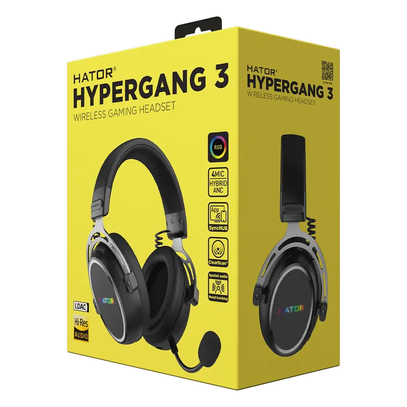 Stand pentru căști gaming HATOR Hypergang 3, Fără fir, Negru