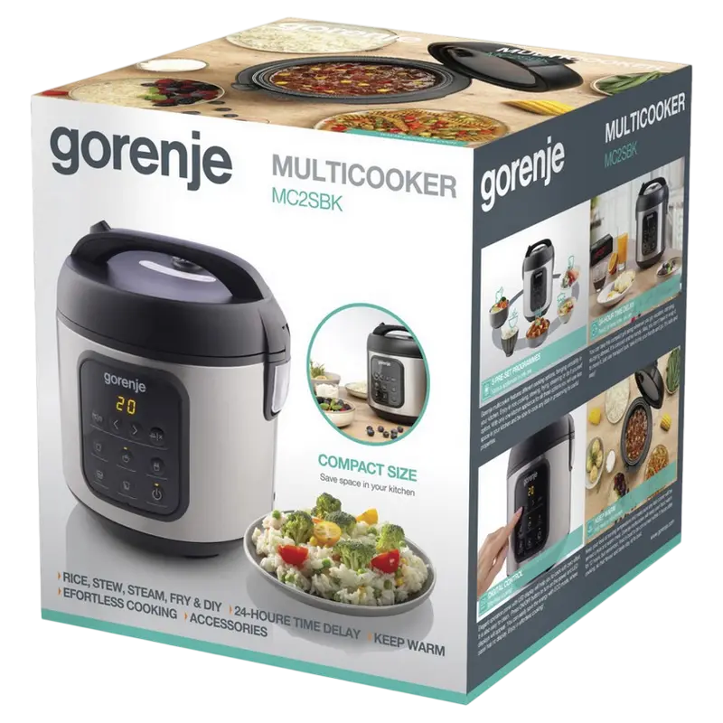 Aparat de gătit multifuncțional Gorenje MC2SBK, Oțel Inoxidabil | Negru