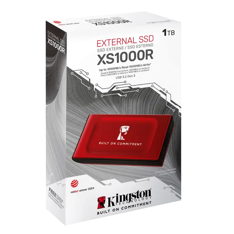 SSD portabil extern Kingston XS1000 BoC, 1 TB, Roșu (SXS1000R/1000GA)