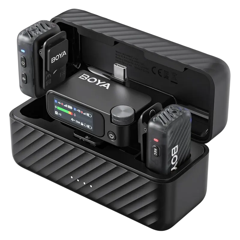 Microfon portabil pentru înregistrare vocală Boya Boyamic 2-01, Fără fir, Negru
