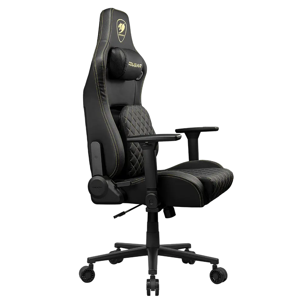 Scaun Gaming Cougar Defensor, Țesătură, PU Piele, Auriu