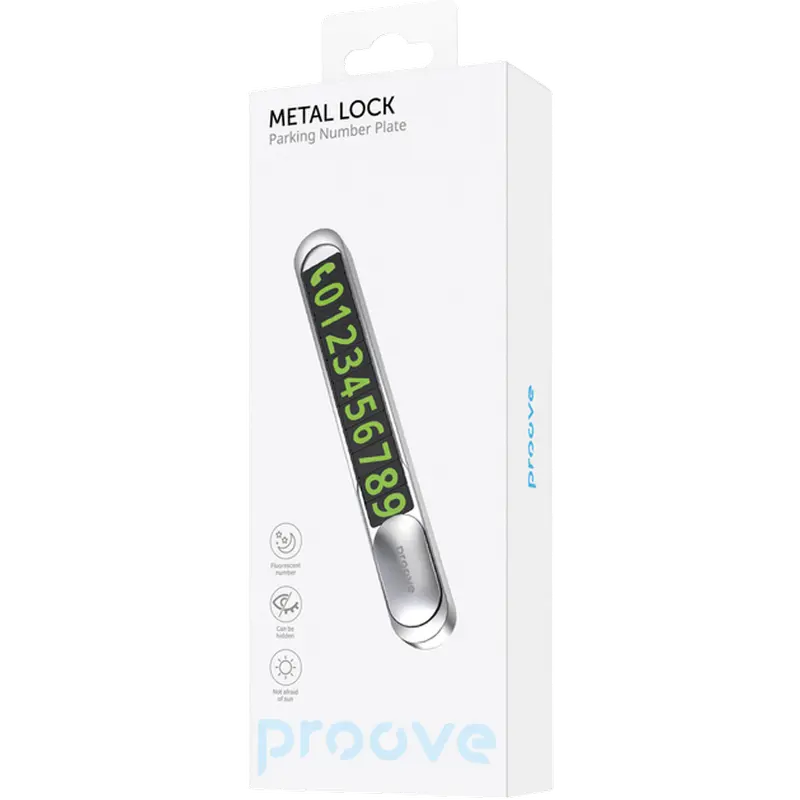 Cartela de parcare Proove Parking Number Plate Metal Lock, Gri inchis