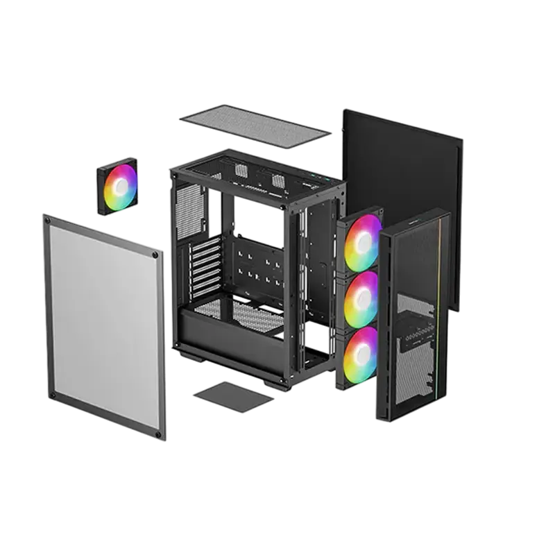 Carcasă PC Deepcool MATREXX 55 MESH V4, Midi-Tower, Fără PSU, Negru