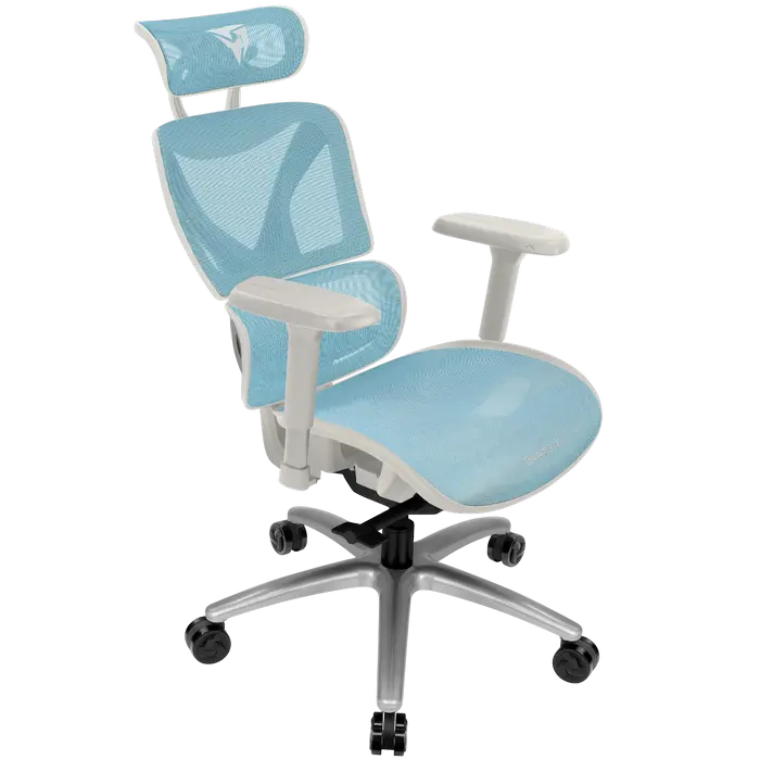 Scaun de birou ThunderX3 XTC Chroma, Plasă Respirabilă, PU Piele, Alb | Albastru