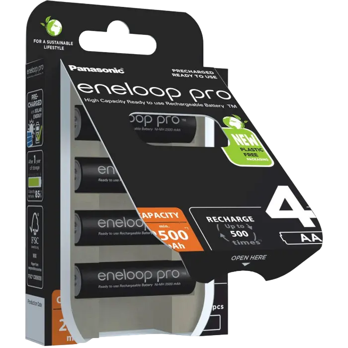 Acumulatori Panasonic BK-3HCDE/4CP, AA, 2500mAh, 4buc.