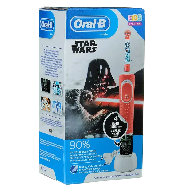Электрическая зубная щетка Braun Oral-B Kids Vitality D100 StarWars, Красный