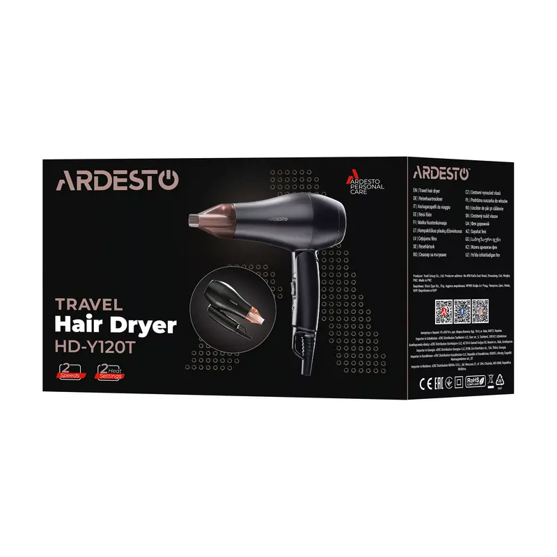 Фен Ardesto HD-Y120T, 1200Вт, Чёрный