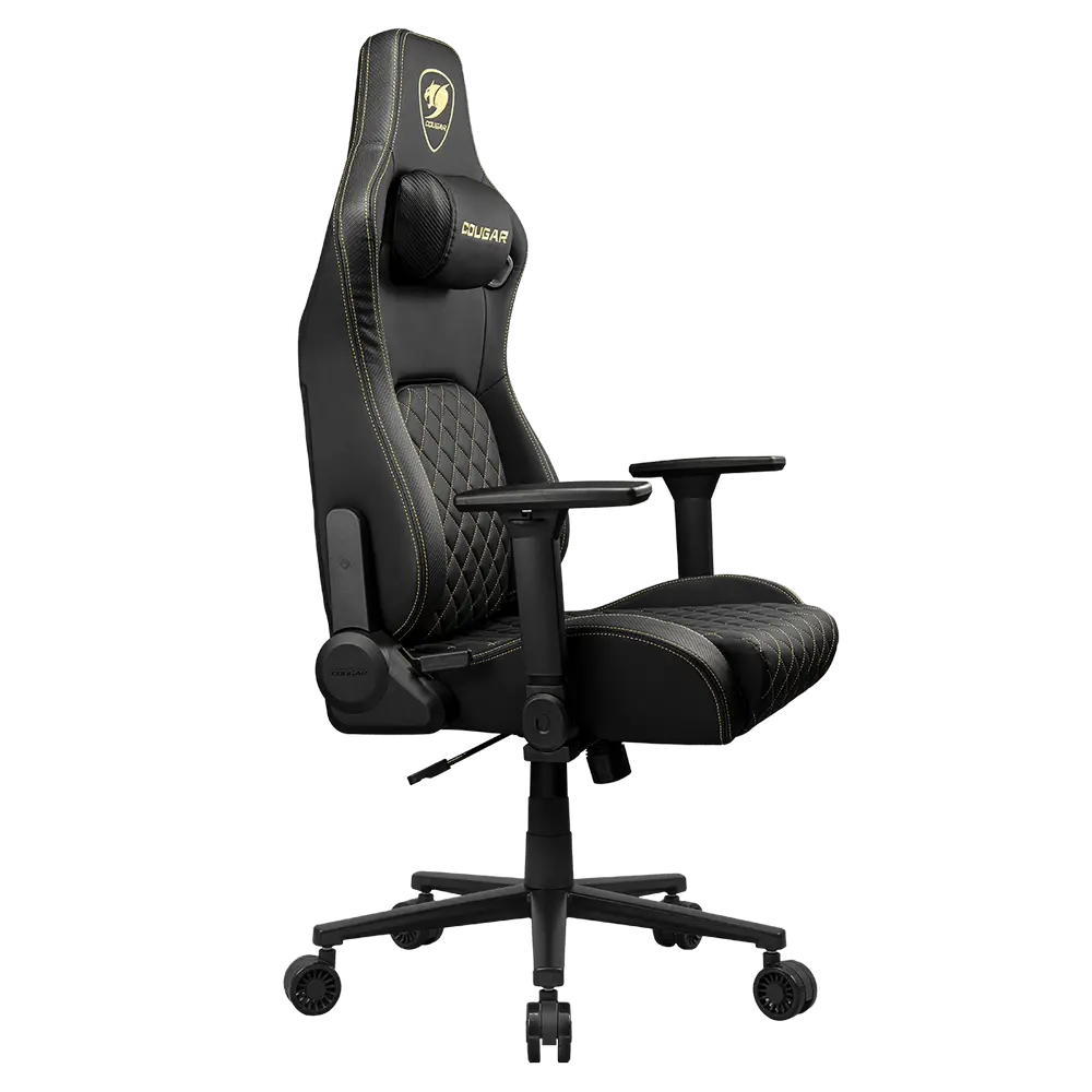Scaun Gaming Cougar Defensor, Țesătură, PU Piele, Auriu