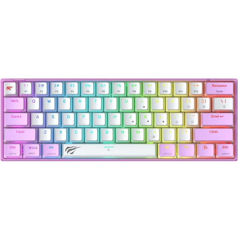 Tastatură Havit KB877L, Cu fir / Fără fir, Violet/Alb
