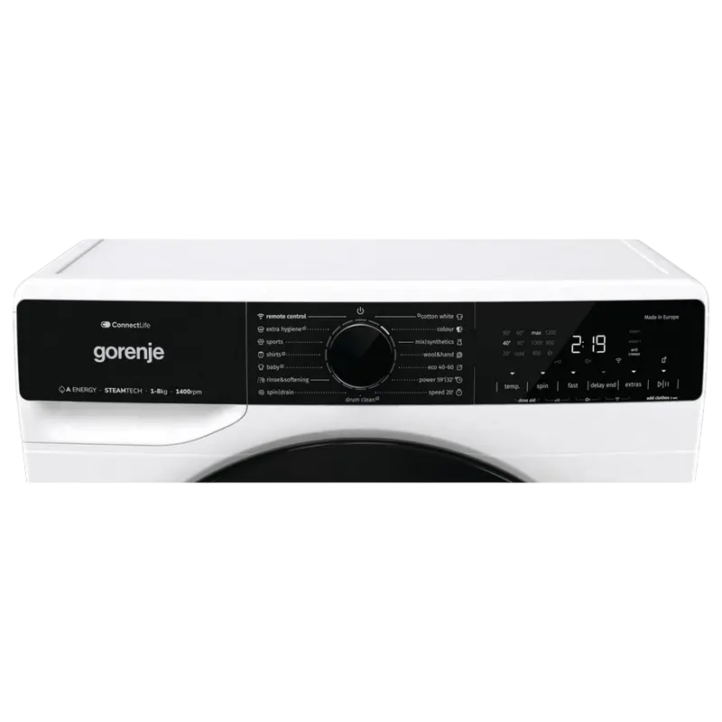 Mașină de spălat Gorenje WPNA84A2TSWIFI, 8kg, Alb