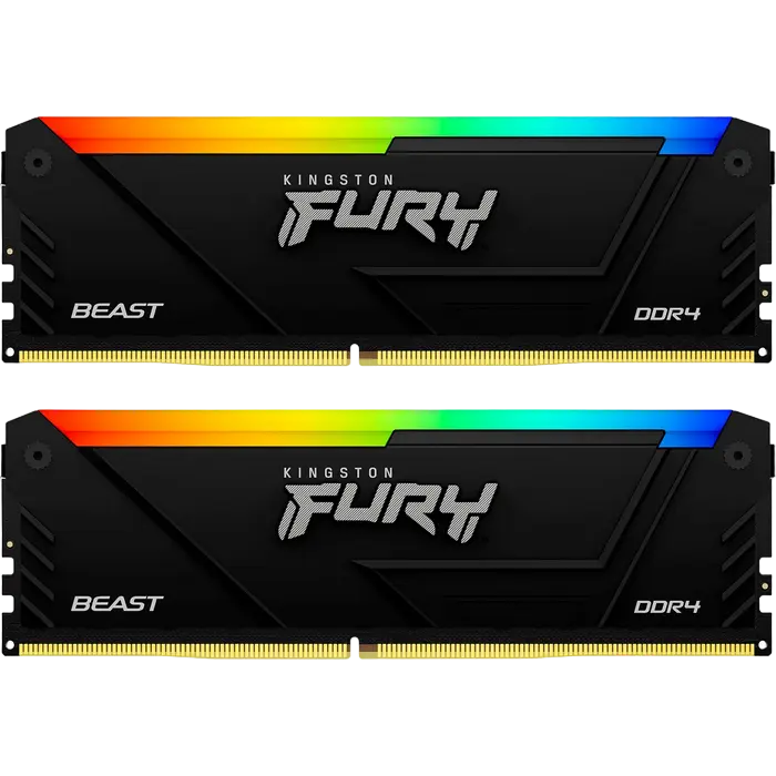 Оперативная память Kingston FURY Beast RGB, DDR4 SDRAM, 3733 МГц, 16Гб, KF437C19BB2AK2/16