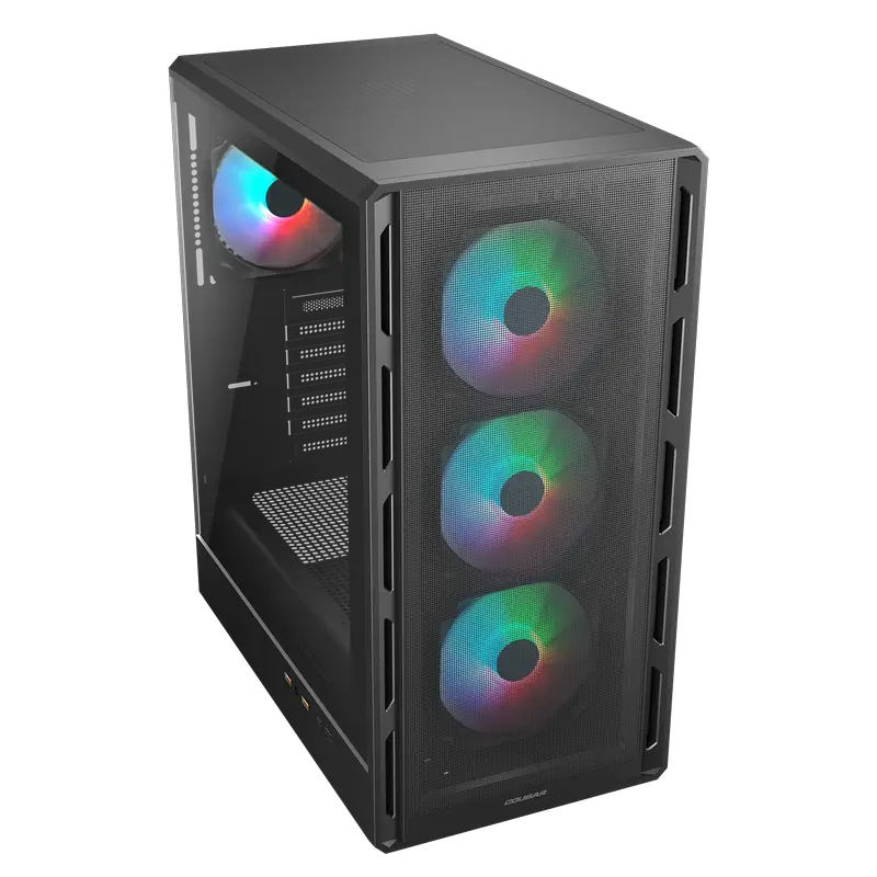 Carcasă PC Cougar Airface Pure RGB, Midi-Tower, Fără PSU, Negru