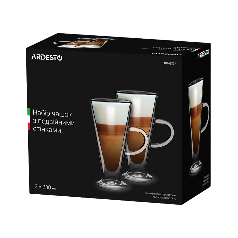 Set de pahare Ardesto AR2623GH, 230 ml 2 bucs, Transparent