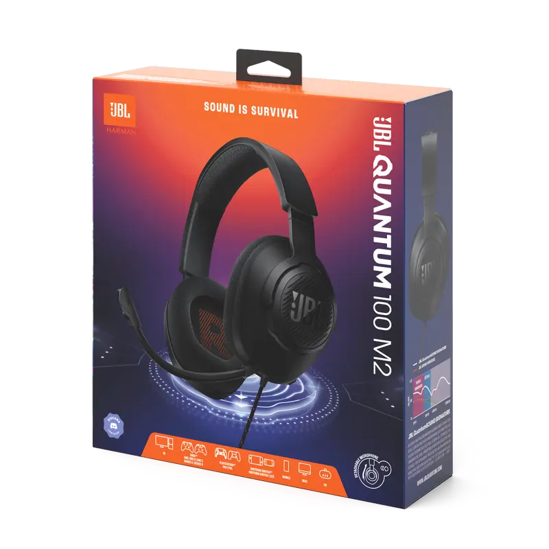 Căști gaming JBL Quantum 100M2, Cu fir, Negru