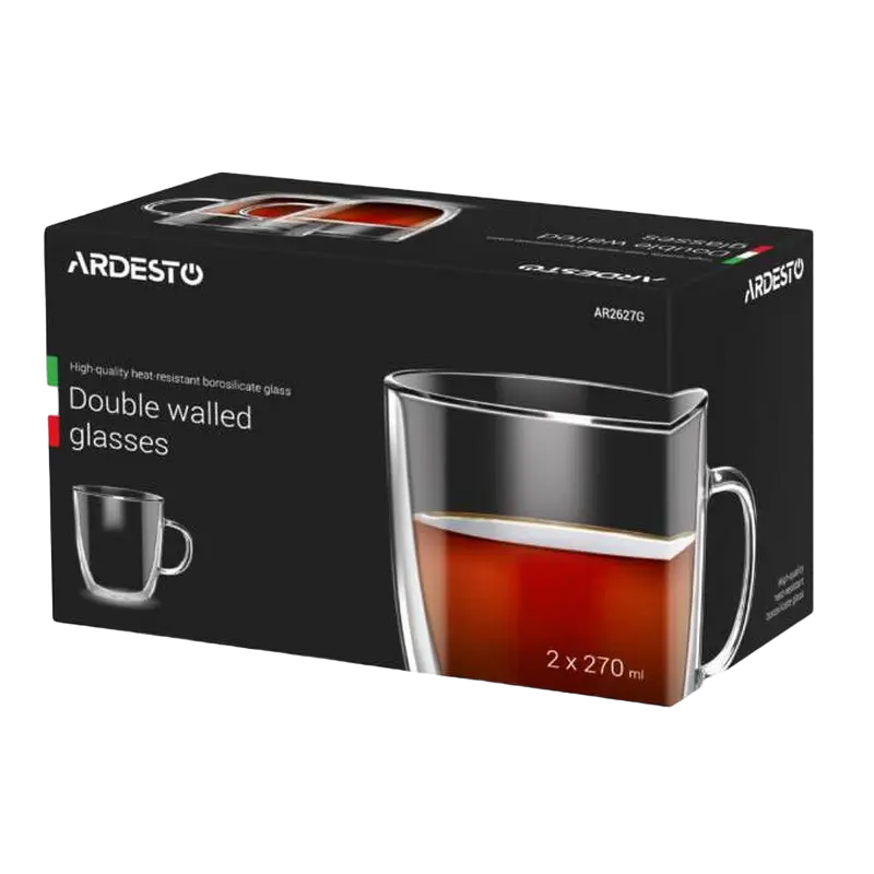 Set de pahare Ardesto 270 ml 2 buc, Transparent