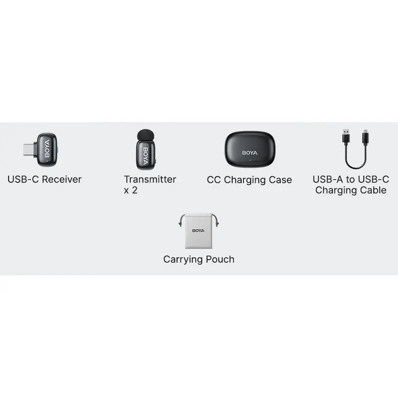 Портативный записывающий микрофон Boya mini 2-02, Беспроводной, Черный