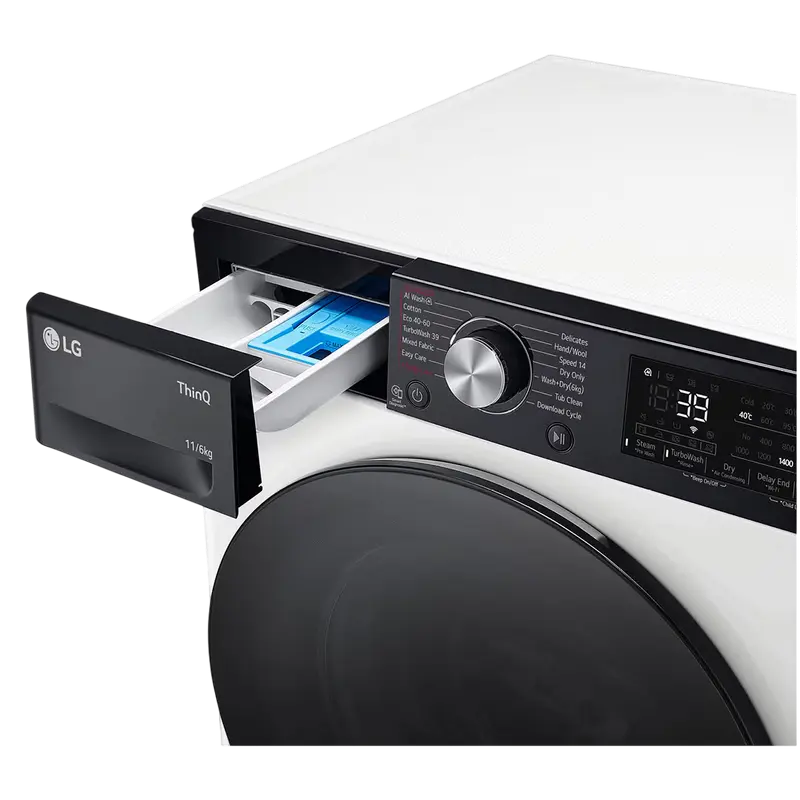 Mașină de spălat și uscat LG F4DR711S2H, 11kg, Alb