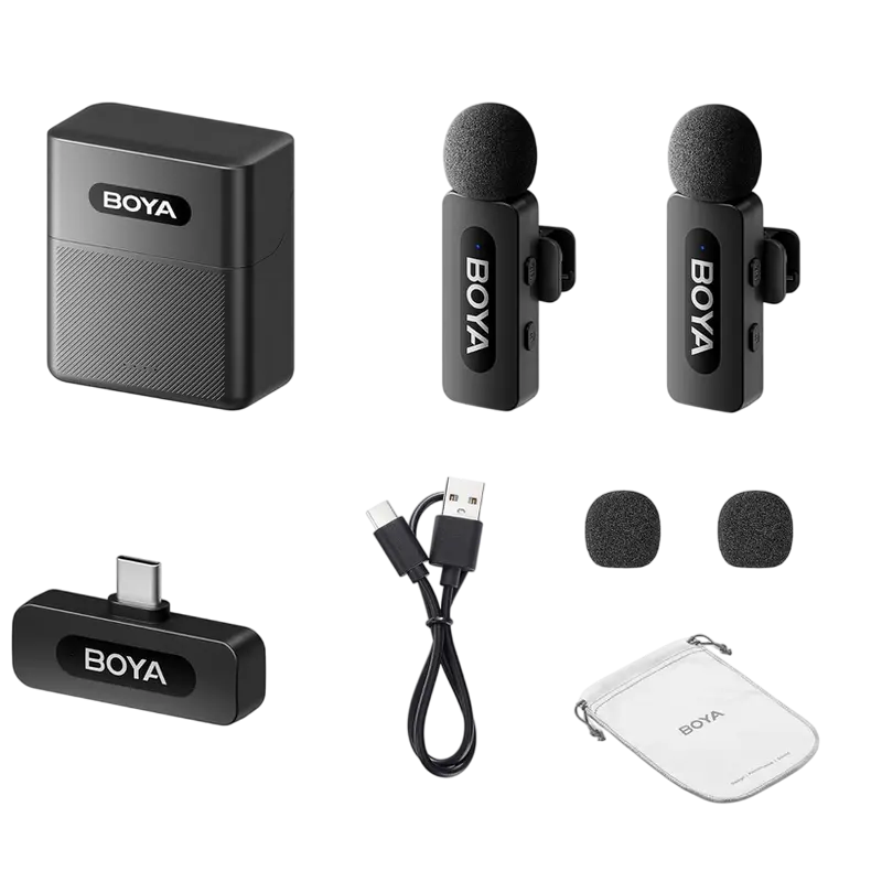 Microfon portabil pentru înregistrare vocală Boya BY-V30, Fără fir, Negru