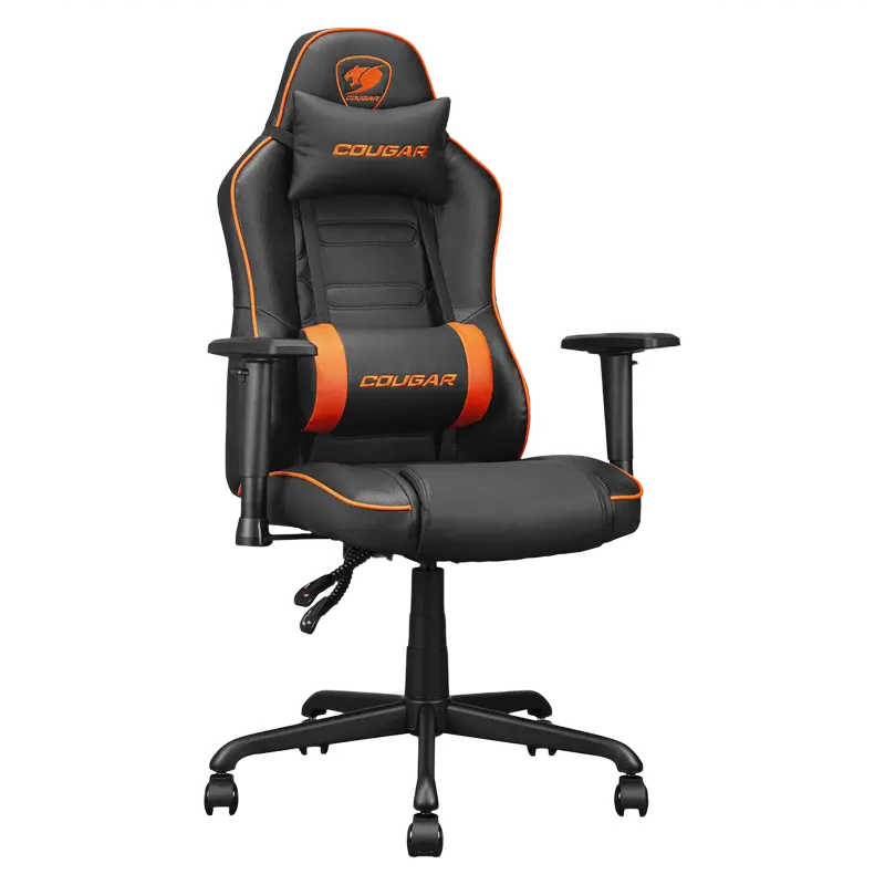 Игровое кресло Cougar Fusion S, ПВХ Кожа, Черный | Оранжевый