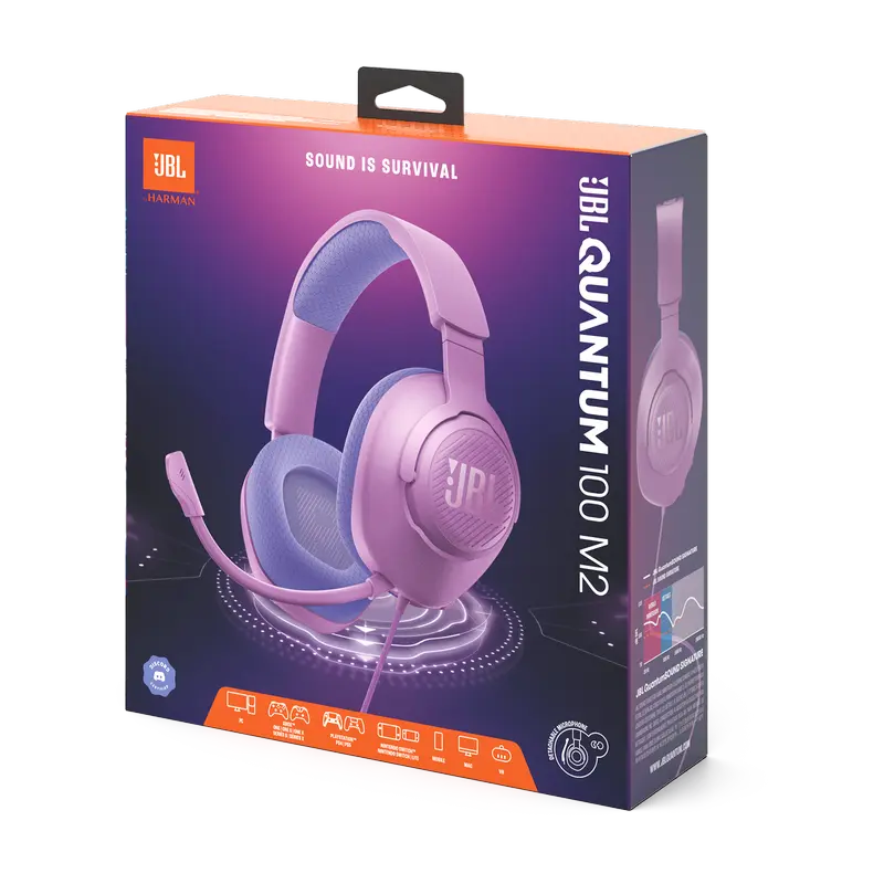 Căști gaming JBL Quantum 100M2, Cu fir, Violet