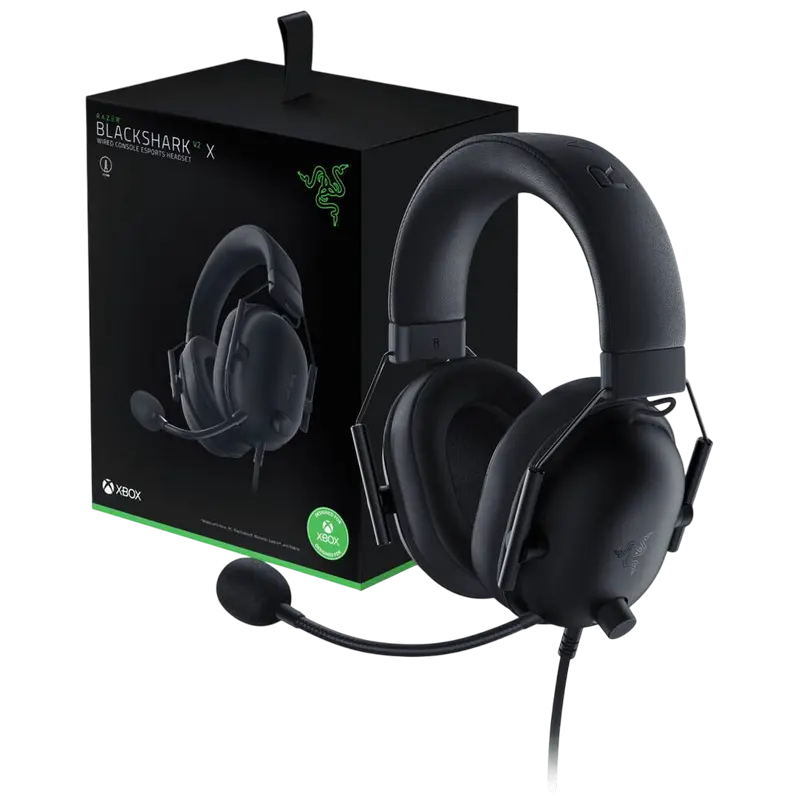 Căști gaming Razer BlackShark V2 X pentru Xbox, Cu fir, Negru