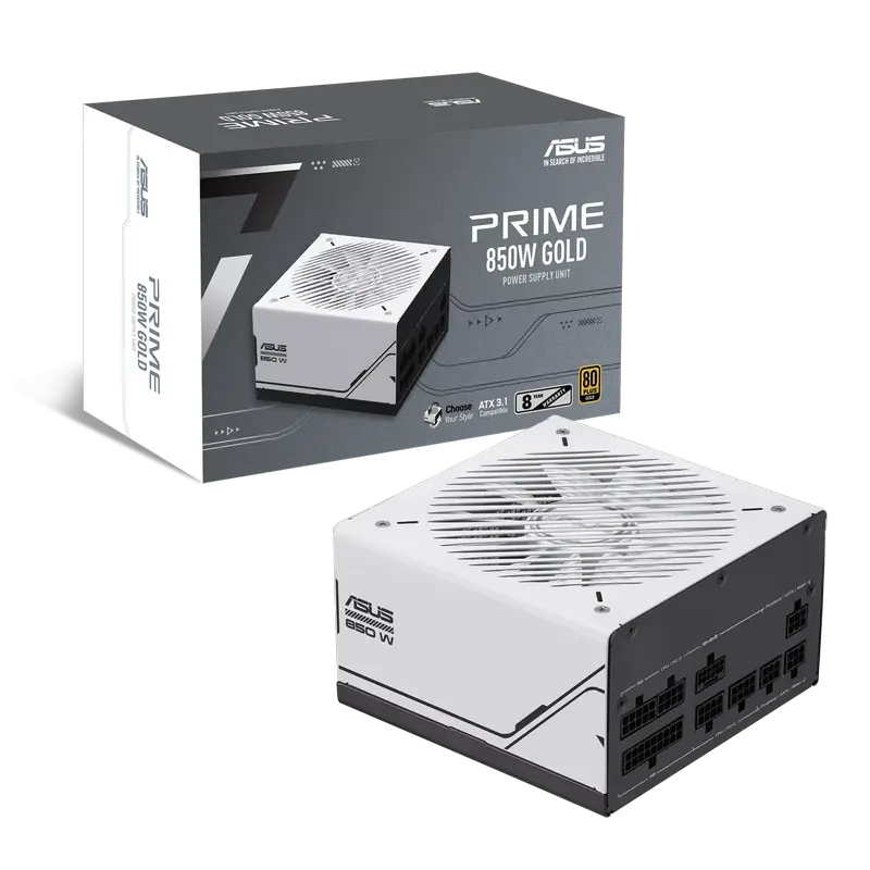 Sursă Alimentare PC ASUS PRIME-AP-850G-WHITE-GOLD, 850W, ATX, Complet modular