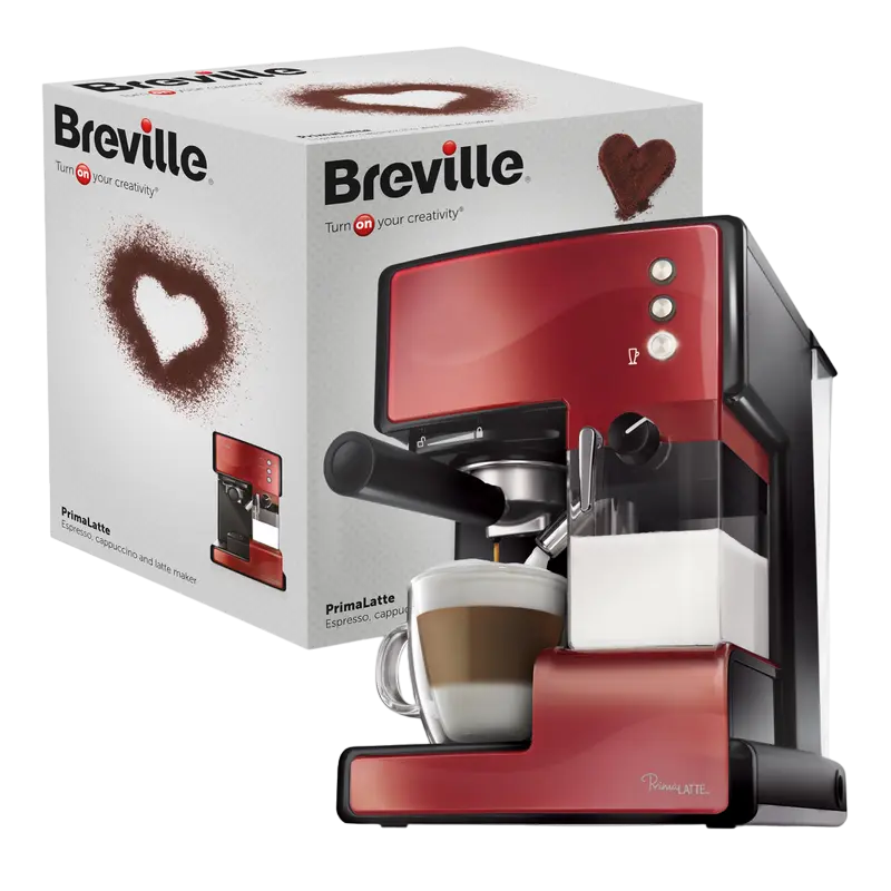 Cafetiera manuala Breville Prima Latte VCF046X-DIM, 1050W, Roșu