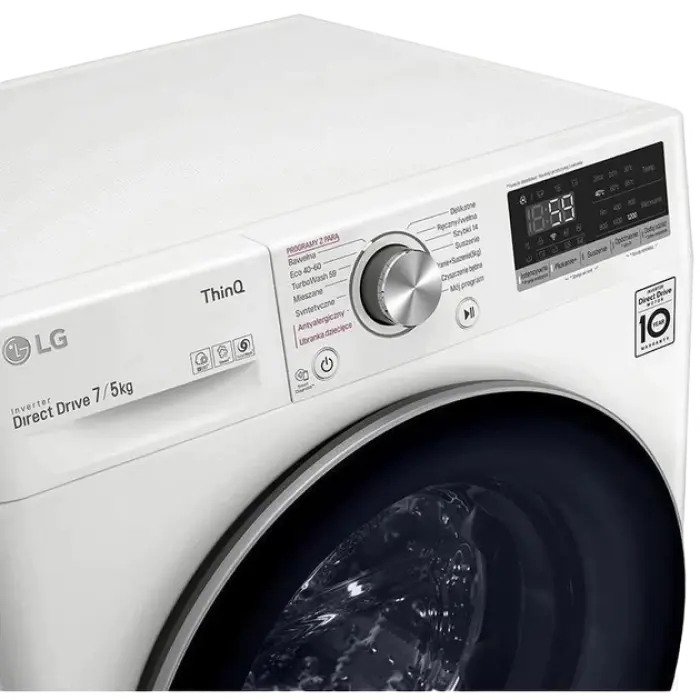 Mașină de spălat-uscător LG F2DV5S7S1E, 7 kg, Alb