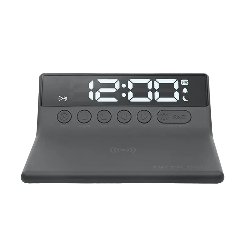 Ceas deșteptător cu încărcare wireless MUSE M-168 WI, Negru