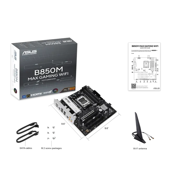 Placă de bază ASUS B850M MAX GAMING WIFI, AM5, AMD B850, Micro-ATX