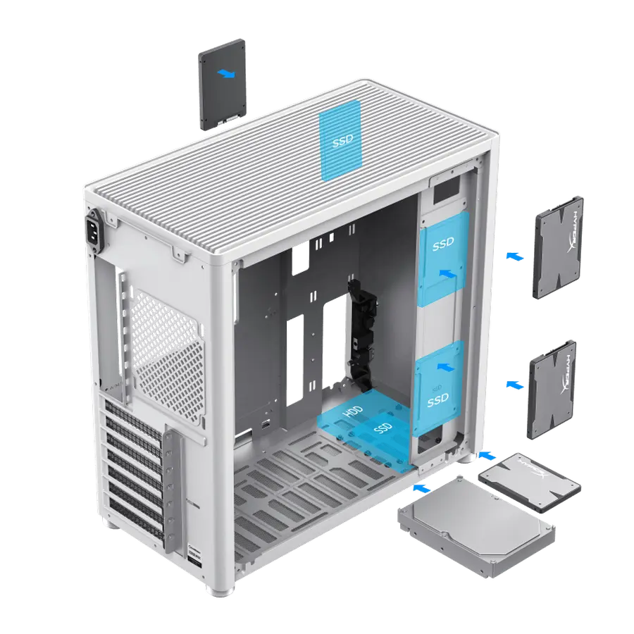 Carcasă PC Gamemax MeshBox Pro WT, Midi-Tower, Fără PSU, Alb