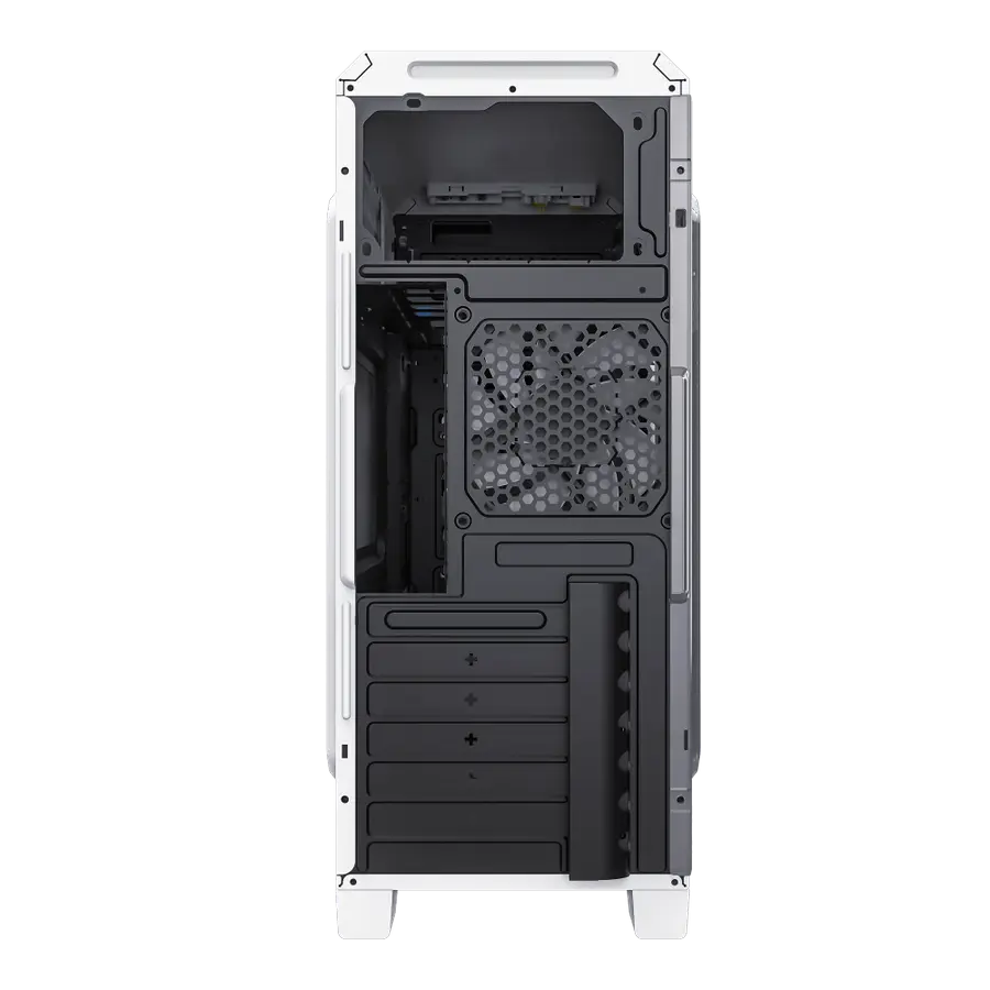 Carcasă PC Gamemax G561E-WH, Midi-Tower, Fără PSU, Negru | Alb