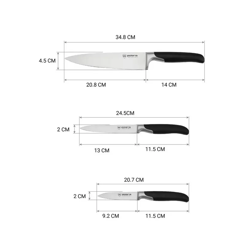 Set de cuțite Polaris Graphit-4SS, Negru