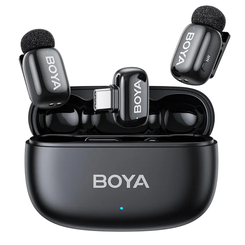 Портативный записывающий микрофон Boya mini 2-02, Беспроводной, Черный