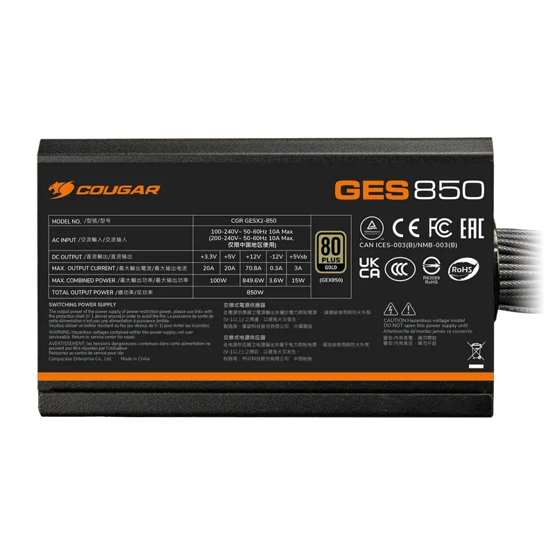 Sursă Alimentare PC Cougar Power GES 850, 850W, ATX, Nemodular