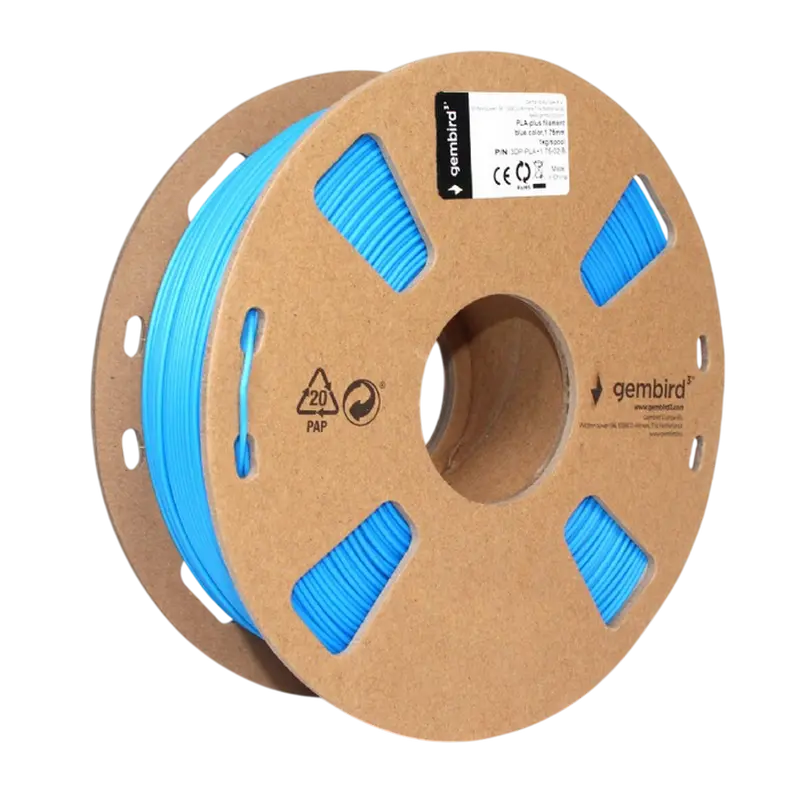 Filament pentru imprimantă 3D Gembird 3DP-PLA+1.75-02-B, PLA+, Albastru, 1.75 mm, 1kg