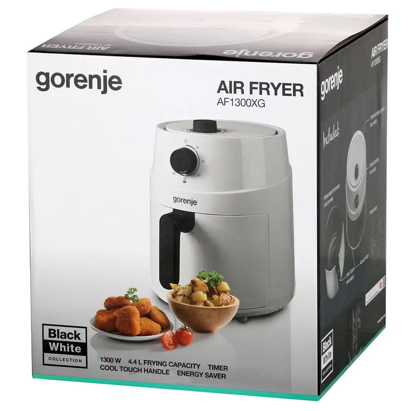 Friteuză cu aer cald Gorenje AF1300XG, Alb | Negru