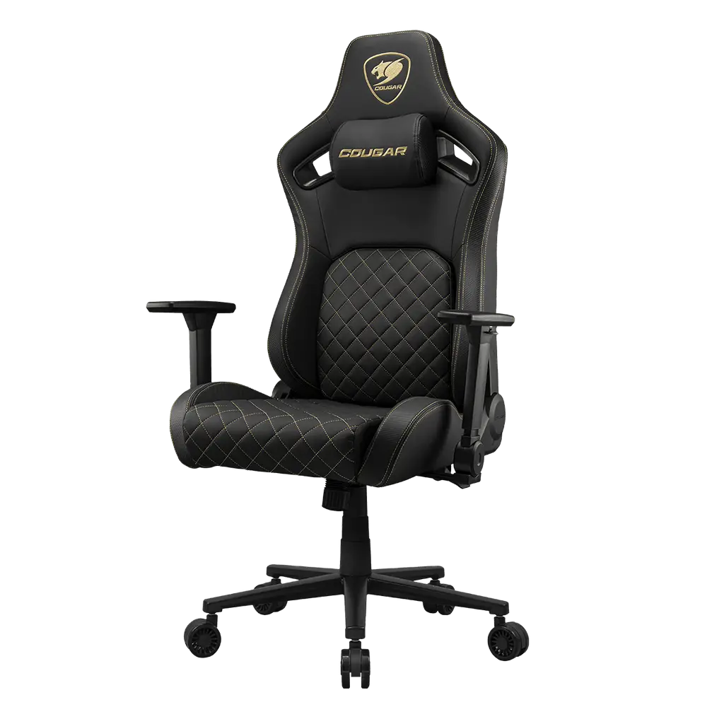 Scaun Gaming Cougar Defensor, Țesătură, PU Piele, Auriu