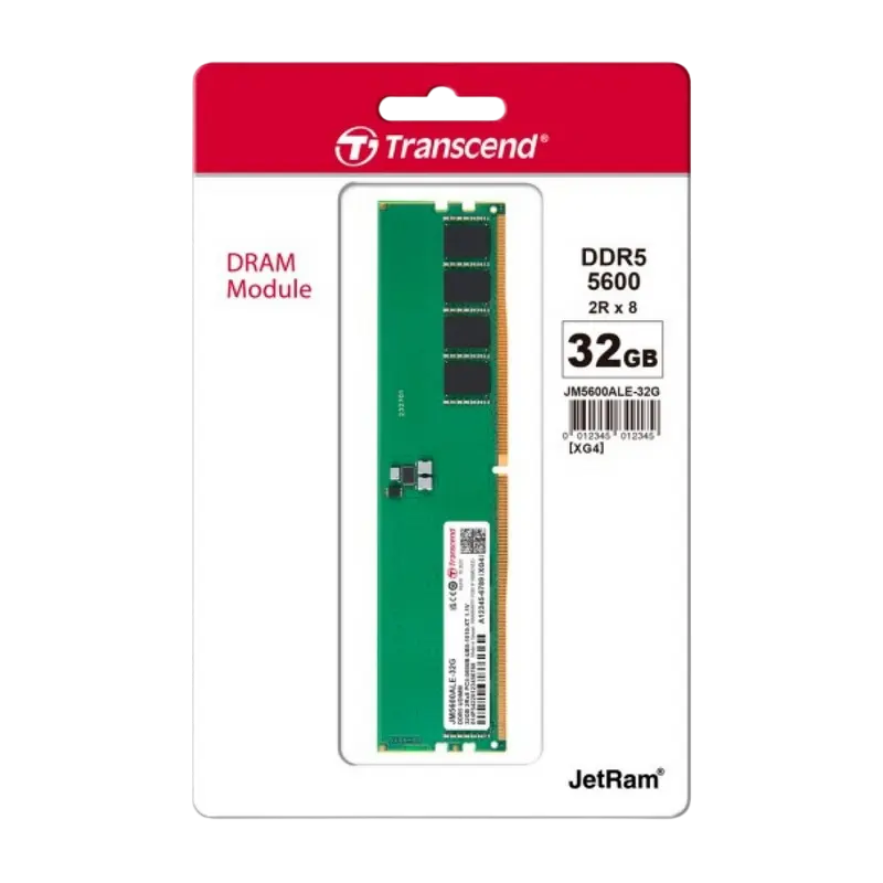 Memorie operativă Transcend JetRam, DDR5 SDRAM, 5600 MHz, 32 Gb, JM5600ALE-32G