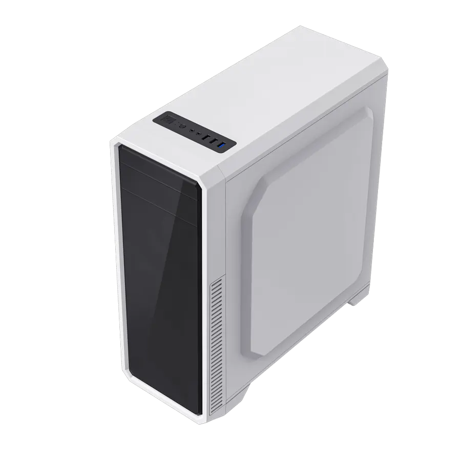 Carcasă PC Gamemax G561E-WH, Midi-Tower, Fără PSU, Negru | Alb
