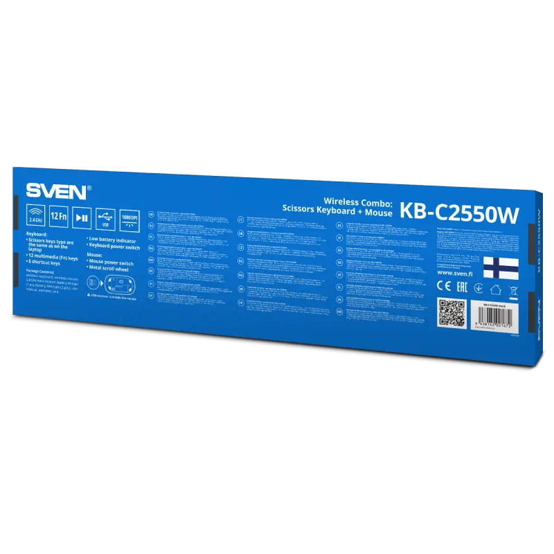 Клавиатура и мышь SVEN KB-C2550W, Беспроводное, Чёрный