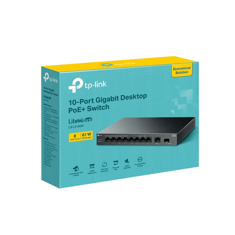 PoE коммутатор TP-LINK LS1210GP, 802.3af/at PoE