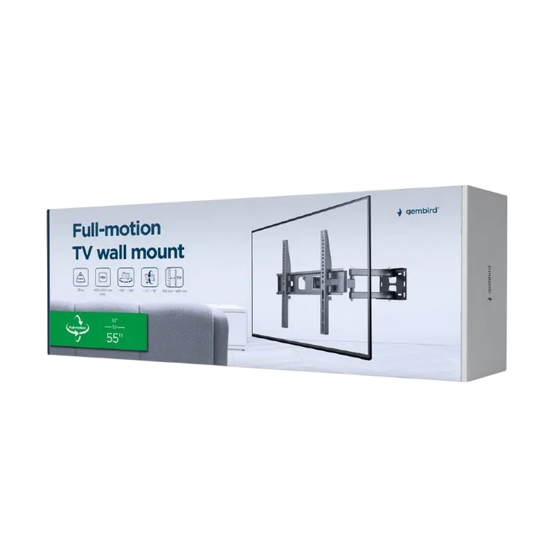 Suport de perete înclinat și pivotant Gembird WM-55ST-03, Negru