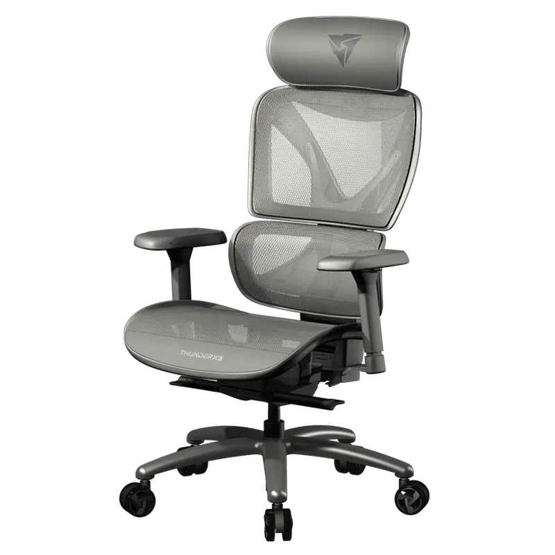 Scaun de gaming ThunderX3 XTC, Plasă ventilată, Piele artificială, Mesh Gri
