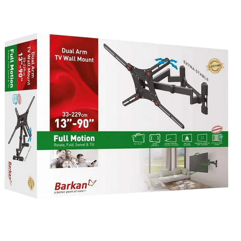 Наклонно-поворотное настенное крепление BARKAN BM464, Черный