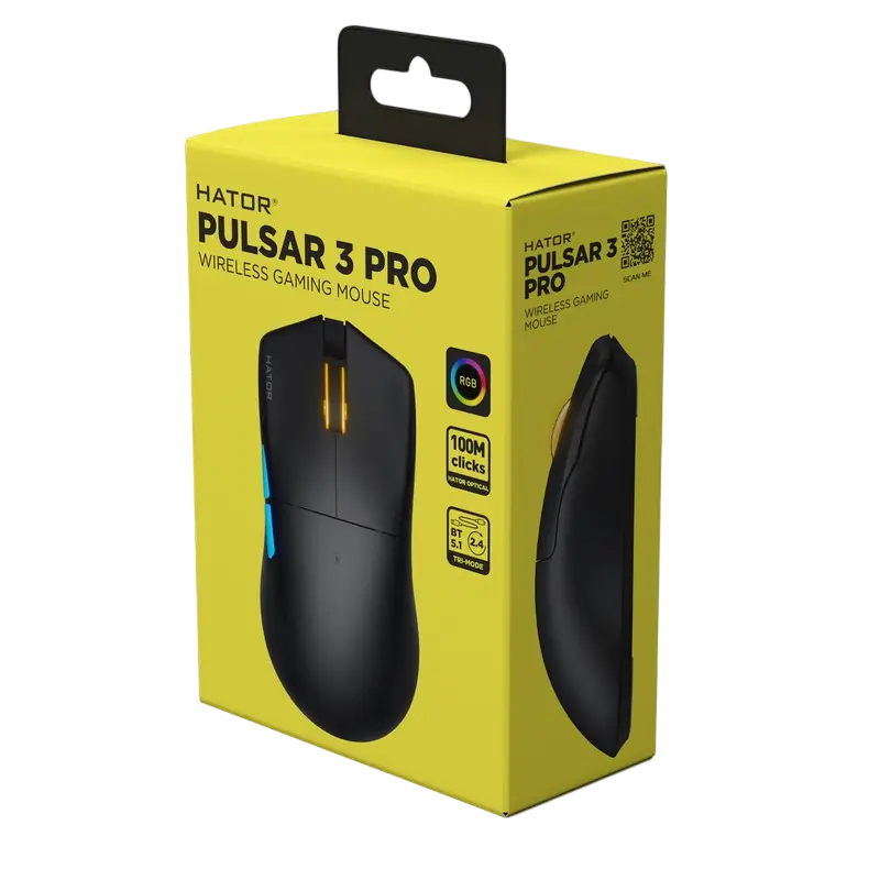 Gaming Mouse HATOR Pulsar 3 Pro, Negru